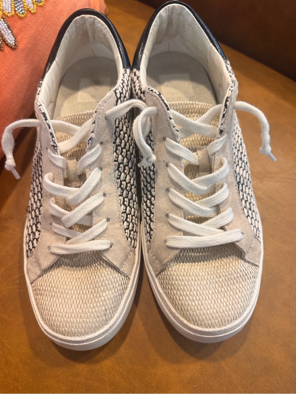 Dolce Vita Women’s Casual White Knit Lace-Up Sneakers